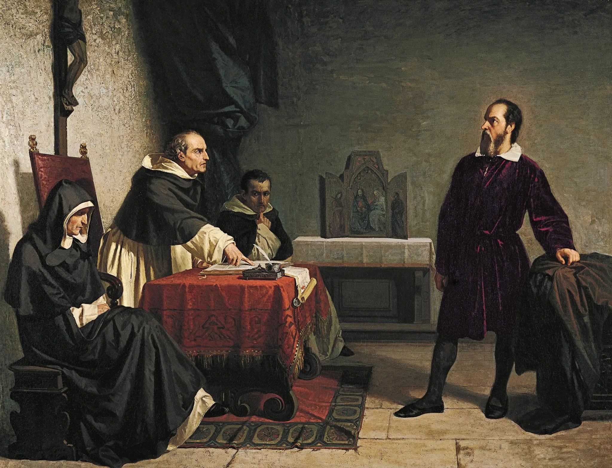 Robert-Fleury《伽利略在宗教裁判所前》(1847)