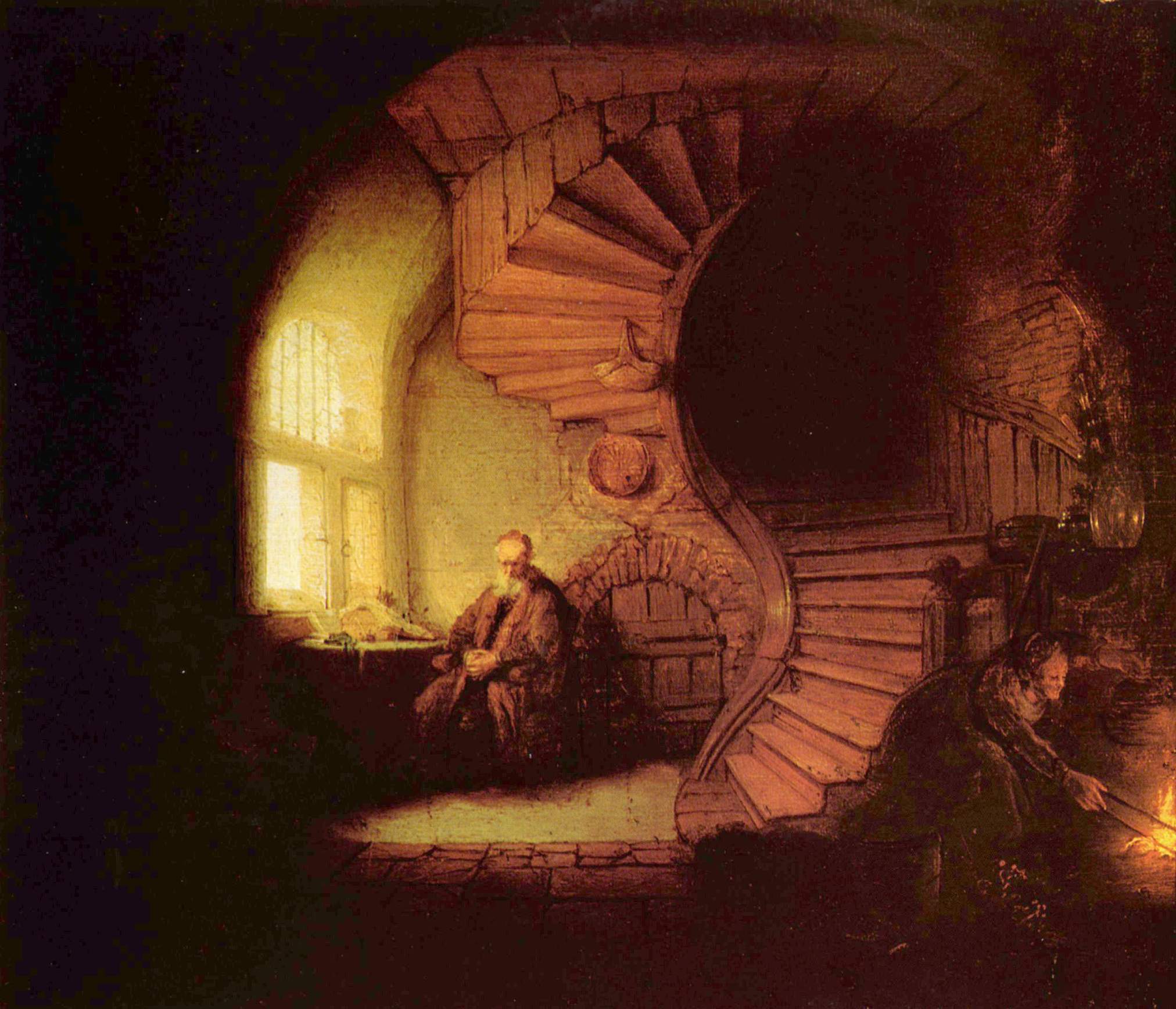 Rembrandt《哲学家在冥想》(1632)
