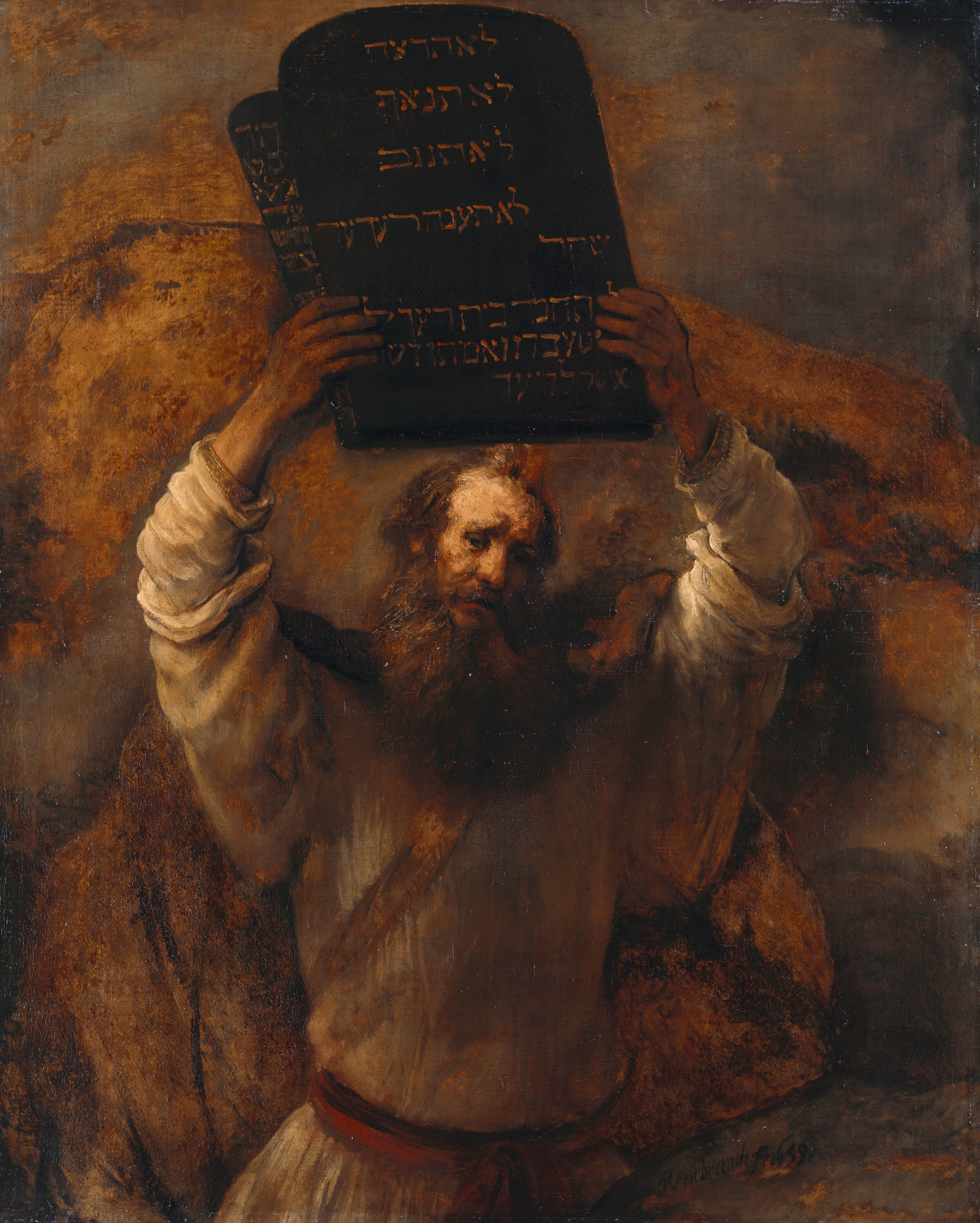 Rembrandt《摩西摔碎法版》(1659)